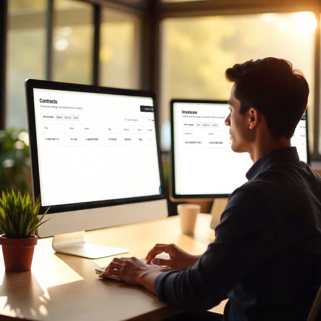 Professional contracts and invoices dashboard for music agencies and artist management